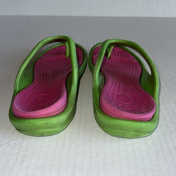 Crocs Green And Pink Athens Flip Flops - Picture 6 of 8